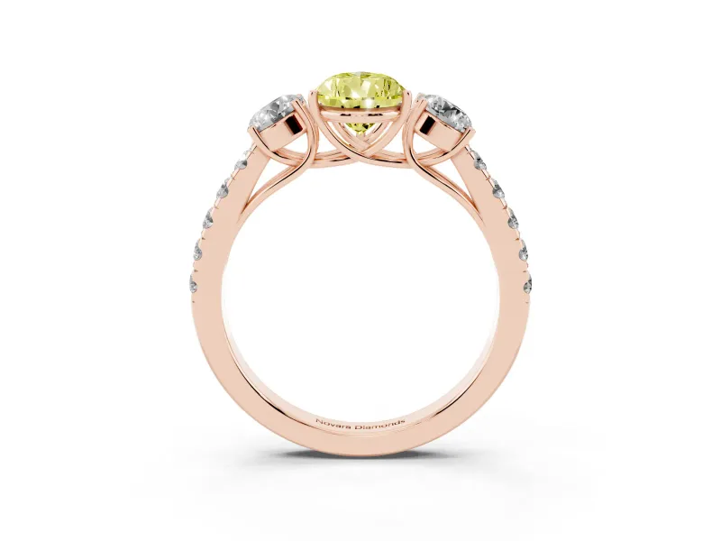 Pear-Shaped Engagement Ring Setting for a Fancy Yellow Lab-Grown Diamond | Three Stone | Rose Gold