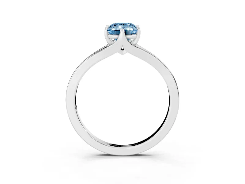 Emerald Cut Split Shank Engagement Ring Setting for a Fancy Blue Lab-Grown Diamond | White Gold
