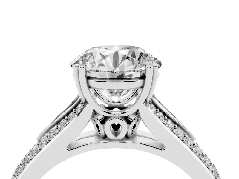 Round Pave Split Shank Engagement Ring Setting | Double Claw Prongs | Sterling Silver