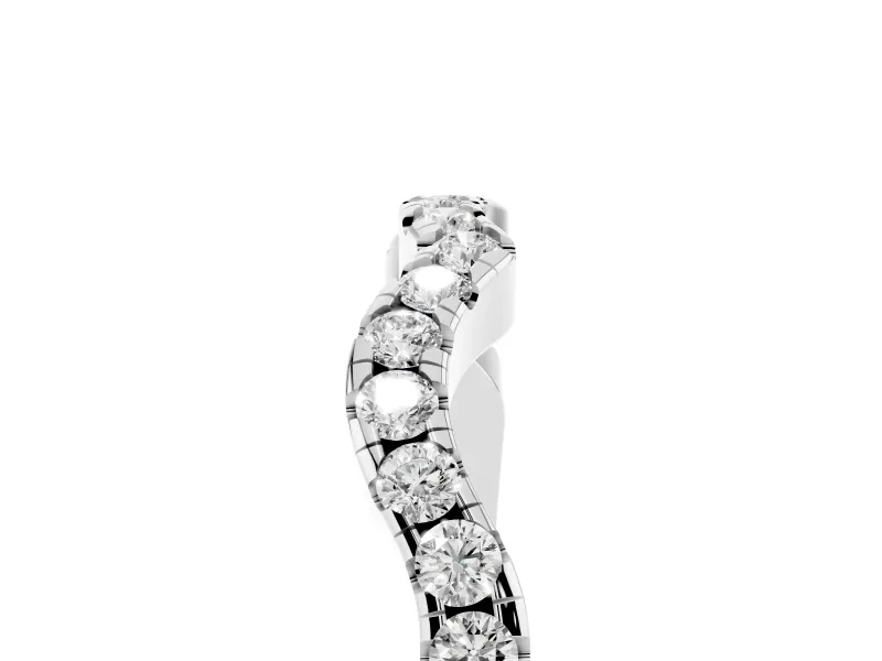 Round Diamond Curved Pavé Wedding Band Set in Silver with Nesting Profile