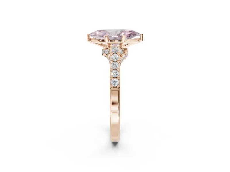 Marquise Pavé Solitaire Engagement Ring Setting for a Fancy Pink Lab-Grown Diamond | Crossover Gallery | Rose Gold