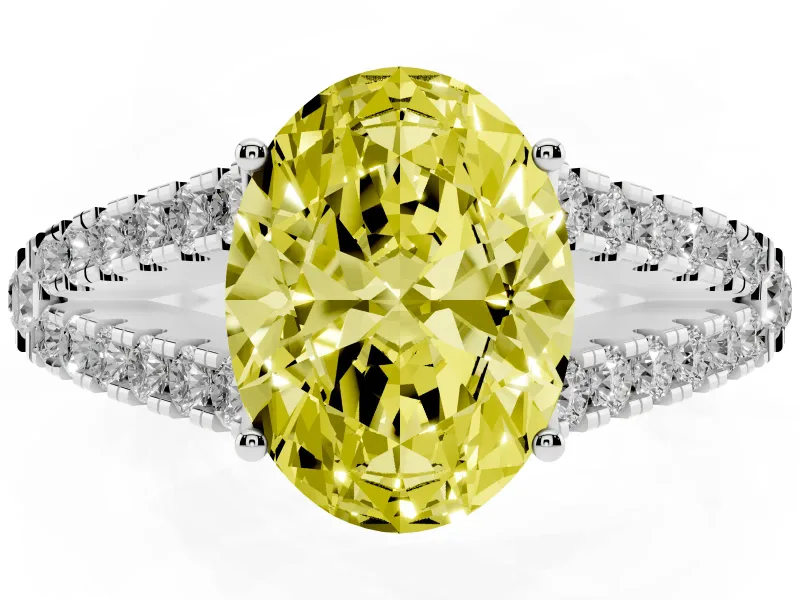 Oval Graduated Split Shank Engagement Ring Setting for a Fancy Yellow Lab-Grown Diamond | Sterling Silver