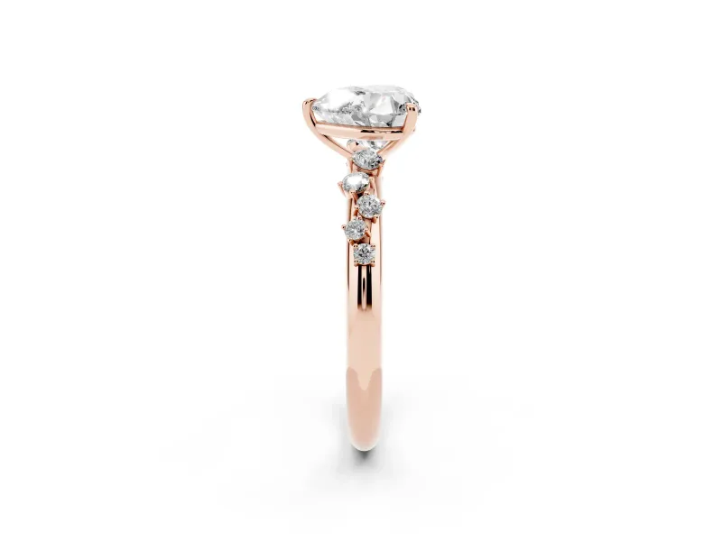 Heart-Shaped Solitaire Engagement Ring Setting | Graduated Scattered Accents | Rose Gold