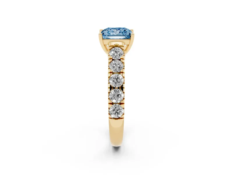 Princess Cut Engagement Ring Setting for a Fancy Blue Lab-Grown Diamond | Yellow Gold - Design NV-24643
