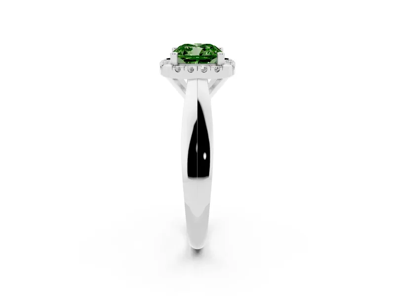 Cushion Cut Halo Engagement Ring Setting for a Fancy Green Lab-Grown Diamond | Square Profile Band | Platinum