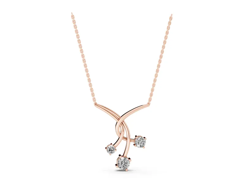 Round Lab-Grown Diamond Intertwined Pendant Necklace | Staggered Trio | Rose Gold