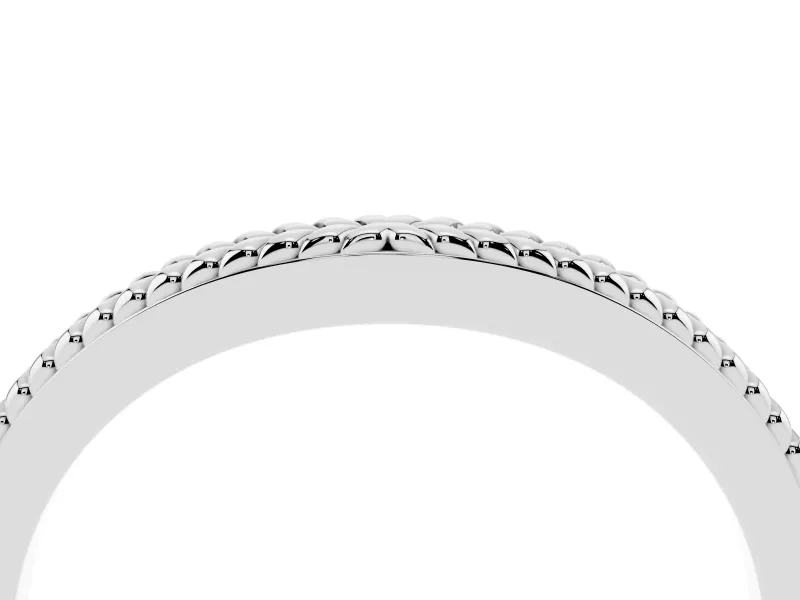 Milgrain Twist Contour Wedding Band Set in White gold