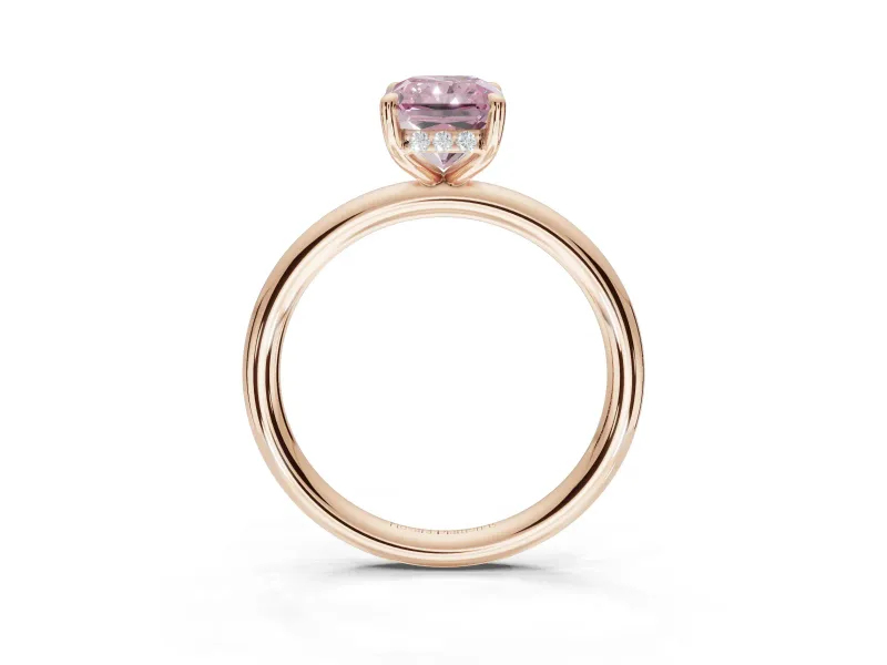 Radiant Cut Hidden Halo Ring Setting for a Fancy Pink Lab-Grown Diamond | Rose Gold