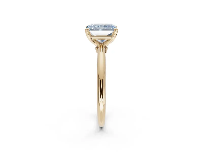 Radiant Cut Solitaire Engagement Ring Setting for a Fancy Blue Lab-Grown Diamond | Tapered Plain Band | Yellow Gold