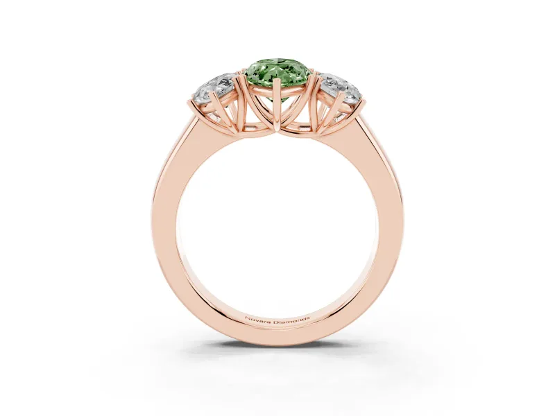 Marquise 3 Stone Engagement Ring Setting for a Fancy Green Lab-Grown Diamond | Rose Gold
