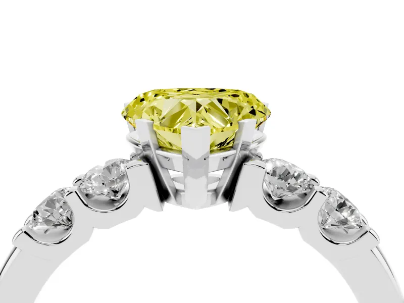 Heart-Shaped Five Stone Engagement Ring Setting for a Fancy Yellow Lab-Grown Diamond | Platinum