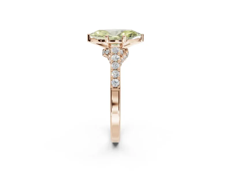 Marquise Pavé Solitaire Engagement Ring Setting for a Fancy Yellow Lab-Grown Diamond | Crossover Gallery | Rose Gold
