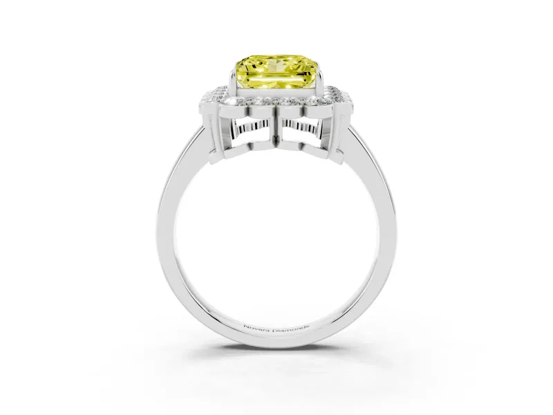 Princess Cut Halo Engagement Ring Setting for a Fancy Yellow Lab-Grown Diamond | Sterling Silver - Design NV-24719