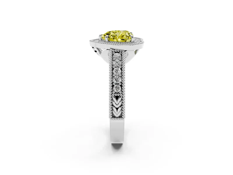 Heart-Shaped Halo Engagement Ring Setting for a Fancy Yellow Lab-Grown Diamond | White Gold - Design NV-24525