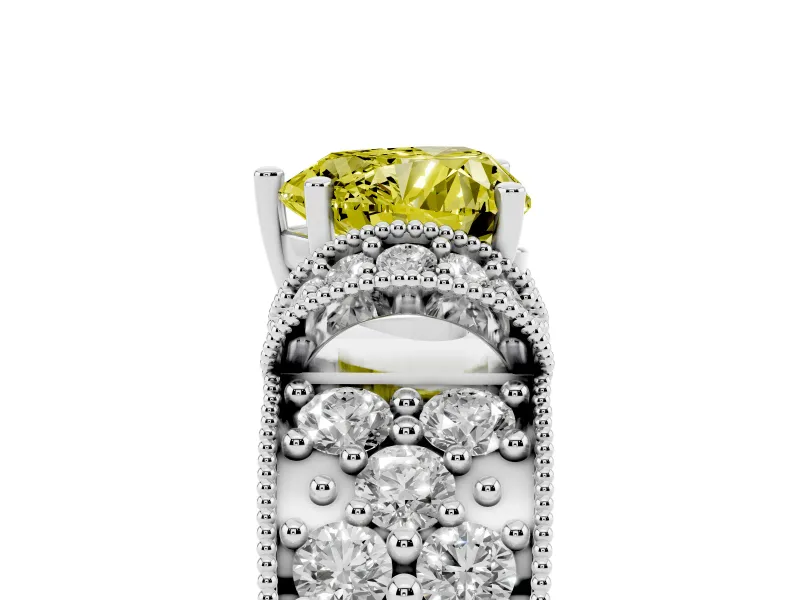 Heart-Shaped Vintage Pave Engagement Ring Setting for a Fancy Yellow Lab-Grown Diamond | Sterling Silver