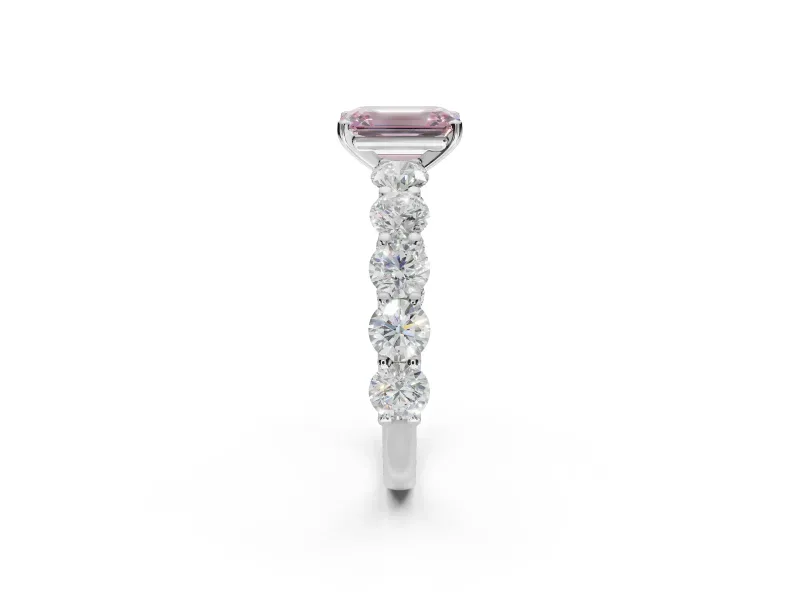 Emerald Cut Engagement Ring Setting for a Fancy Pink Lab-Grown Diamond | Sterling Silver - Design NV-24455