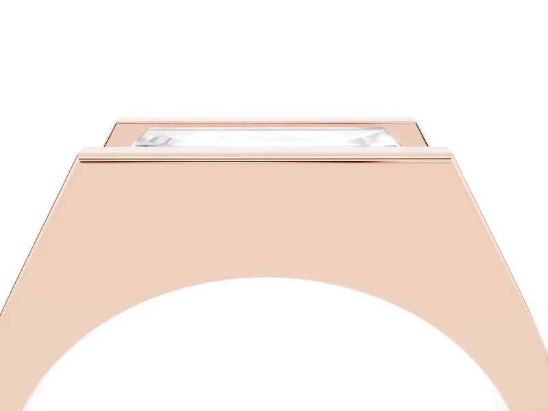 Baguette East-West Geometric Solitaire Engagement Ring Setting | Open Sides | Rose Gold