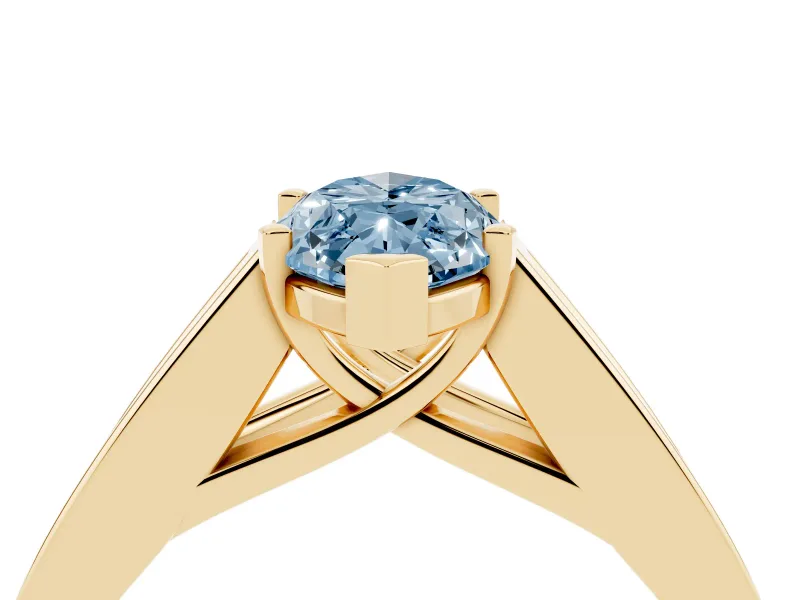 Marquise Channel-Set Engagement Ring Setting for a Fancy Blue Lab-Grown Diamond | Yellow Gold