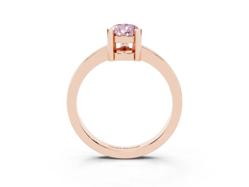 Pear-Shaped Solitaire Engagement Ring Setting for a Fancy Pink Lab-Grown Diamond | Flat Tab Prongs | Rose Gold