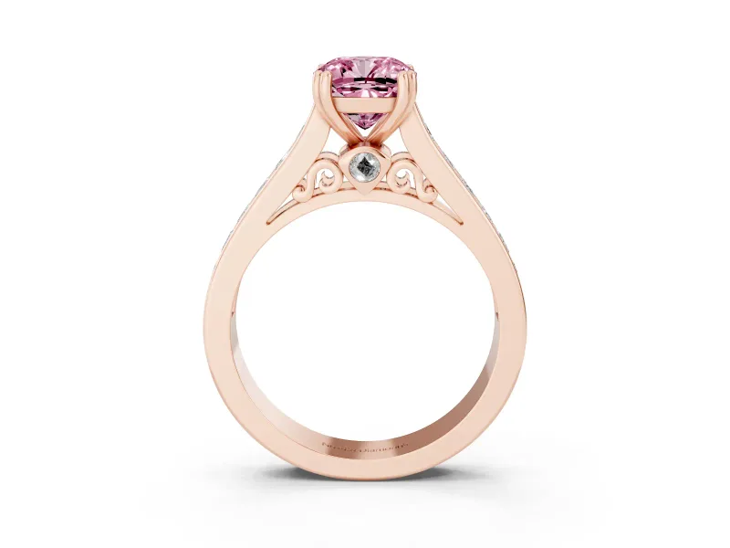 Cushion Cut Channel Engagement Ring Setting for a Fancy Pink Lab-Grown Diamond | Rose Gold - Design NV-24671