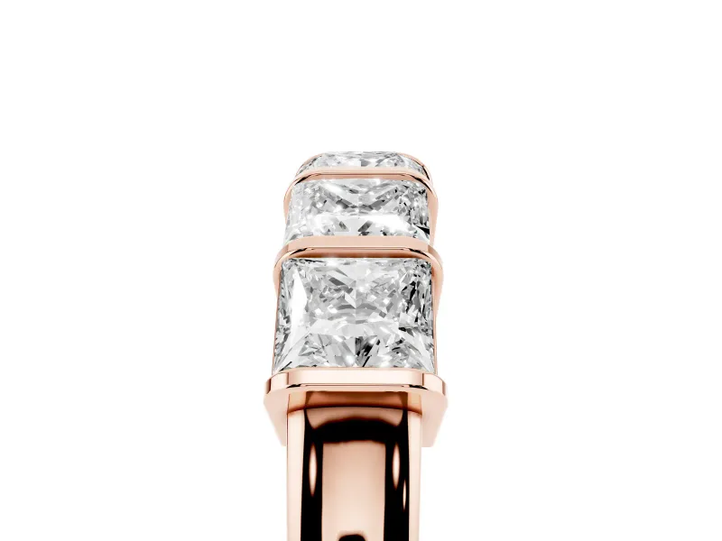 Princess Cut Diamond Seven-Stone Channel Band Set in Rose gold with Bar Prongs