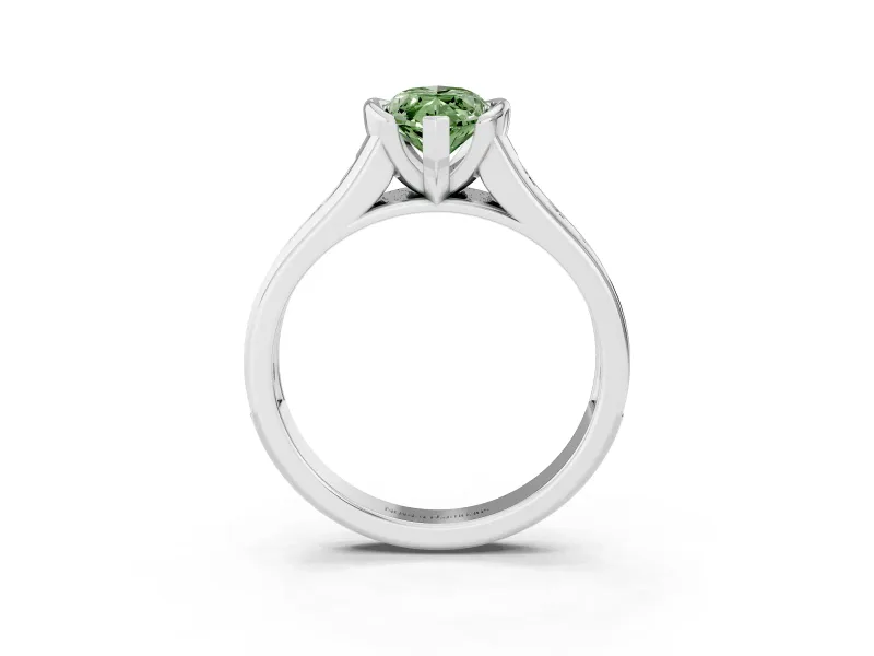 Marquise Half Bezel Engagement Ring Setting for a Fancy Green Lab-Grown Diamond | White Gold