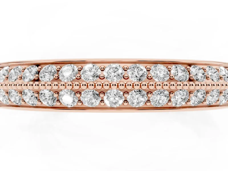 Round Diamond Pavé Eternity Band Set in Rose gold with Milgrain Edging