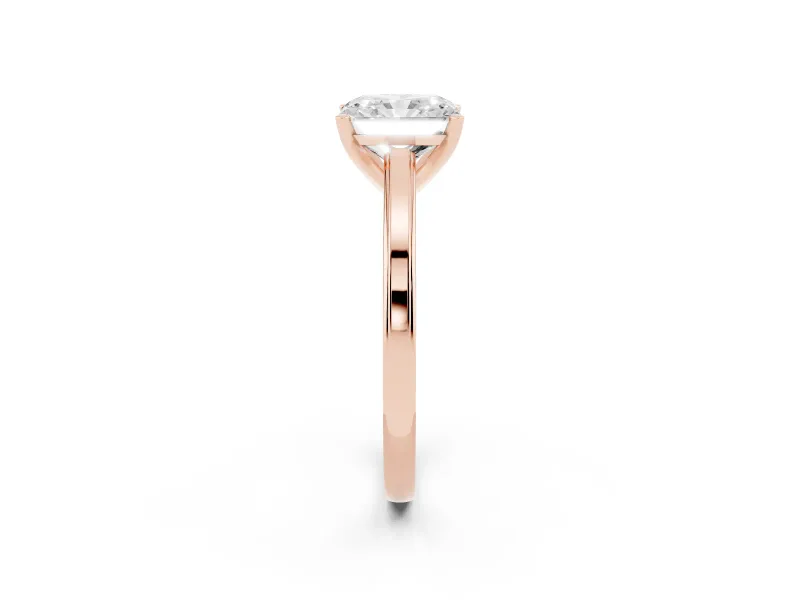 Radiant Cut Solitaire Engagement Ring Setting | Stepped Flat Band | Rose Gold