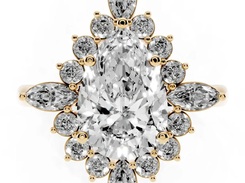 Pear-Shaped Cluster Halo Engagement Ring Setting | Yellow Gold