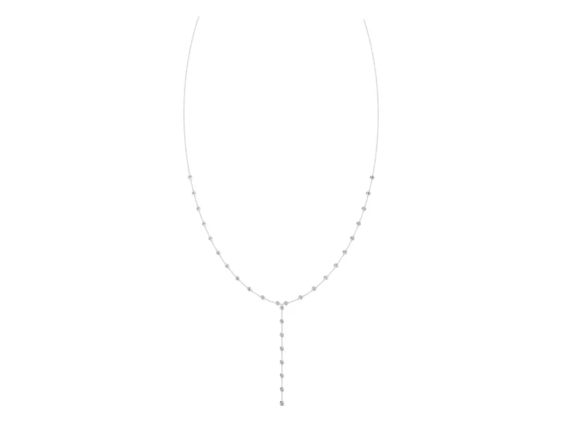 Round Lab-Grown Diamond Bezel Station Y Necklace | Station Drop | Sterling Silver