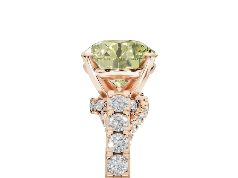 Round Pavé Solitaire Engagement Ring Setting for a Fancy Yellow Lab-Grown Diamond | Crossover Gallery | Rose Gold