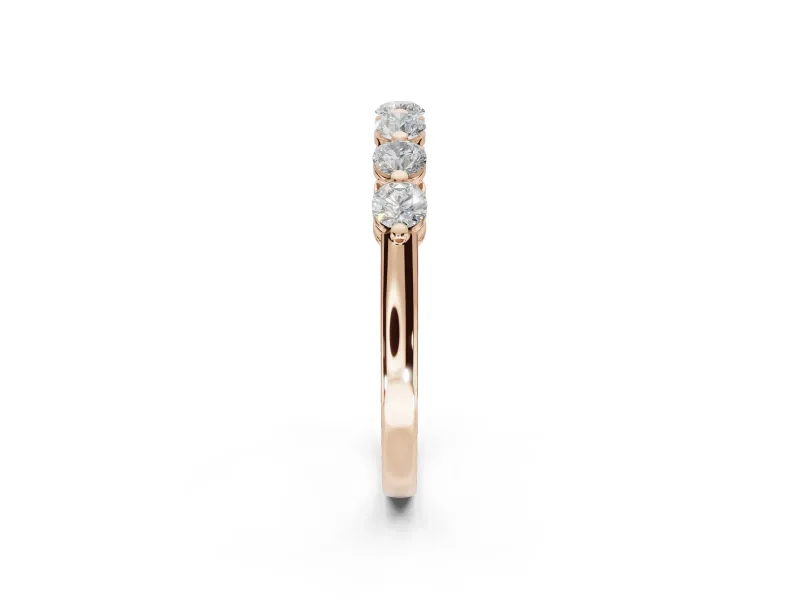 Round Lab-Grown Diamond Half Eternity Wedding Band | Raised Round Heads | Rose Gold