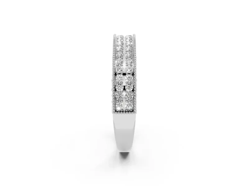 Round Lab-Grown Diamond Vintage Double Row Half Eternity Band | Milgrain Edges | Platinum