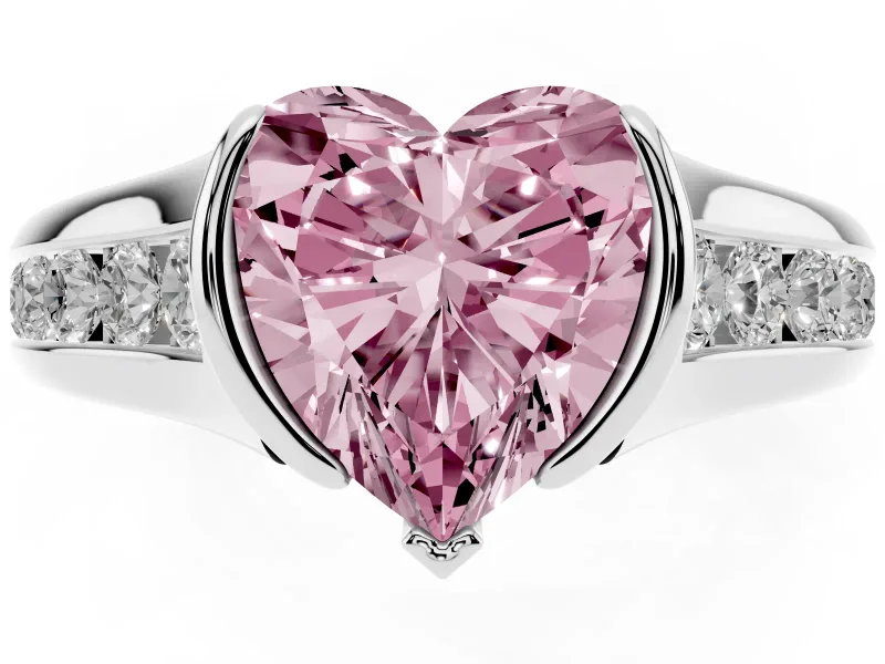 Heart-Shaped Half Bezel Engagement Ring Setting for a Fancy Pink Lab-Grown Diamond | White Gold