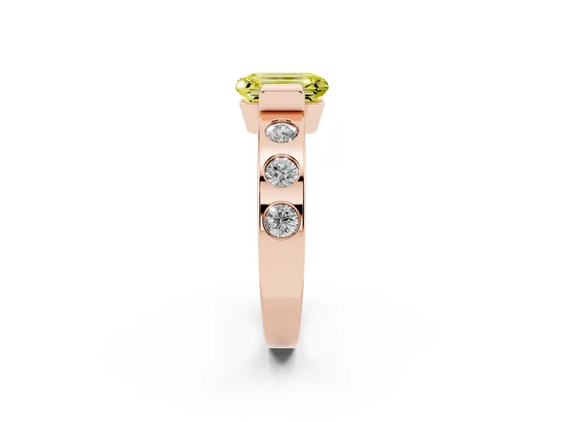 Emerald Cut Tension Style Engagement Ring Setting for a Fancy Yellow Lab-Grown Diamond | Rose Gold