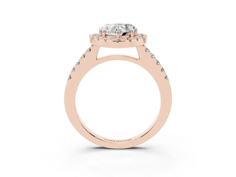 Heart-Shaped Halo Engagement Ring Setting | Single Row Pavé Band | Rose Gold