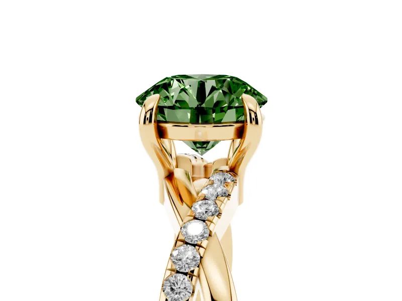 Round Twist Engagement Ring Setting for a Fancy Green Lab-Grown Diamond | Yellow Gold