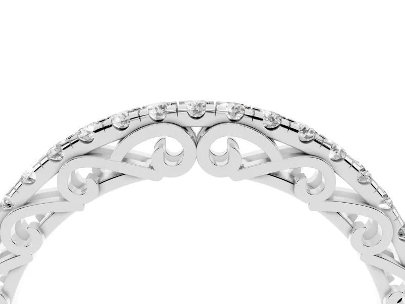 Round Diamond Classic Prong Eternity Band Set in Silver with Continuous Row