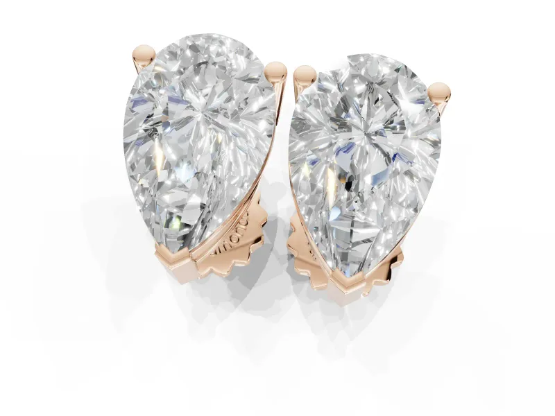 Round Lab-Grown Diamond Solitaire Basket Stud Earrings | Open Gallery | Rose Gold