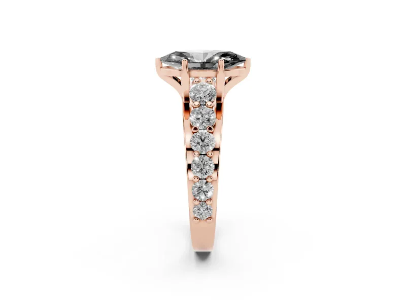 Marquise Graduated Engagement Ring Setting for a Black Center | Rose Gold