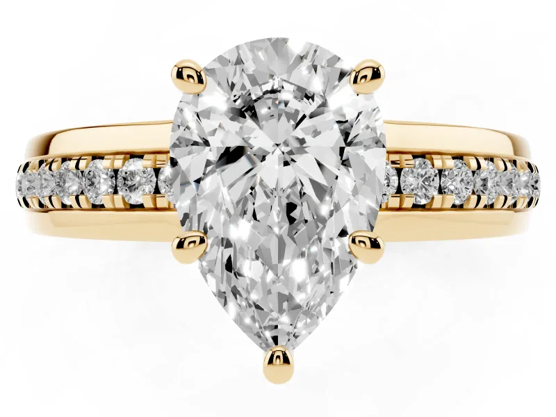 Pear-Shaped Channel Set Solitaire Engagement Ring Setting | Rope Collar Head | Yellow Gold