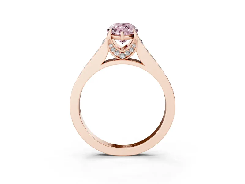 Marquise Graduated Pavé Engagement Ring Setting for a Fancy Pink Lab-Grown Diamond | Rose Gold