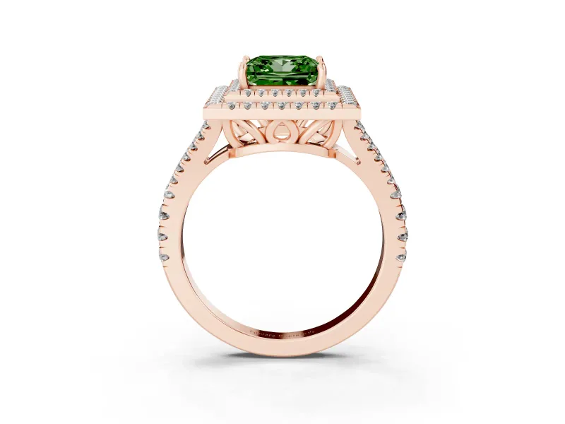 Princess Cut Halo Engagement Ring Setting for a Fancy Green Lab-Grown Diamond | Rose Gold - Design NV-24799