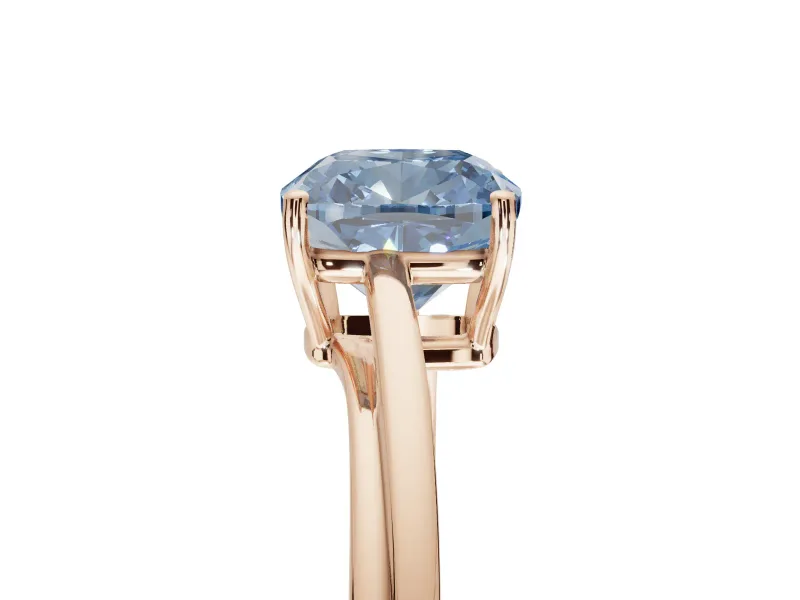 Cushion Cut Bypass Solitaire Engagement Ring Setting for a Fancy Blue Lab-Grown Diamond | Rose Gold