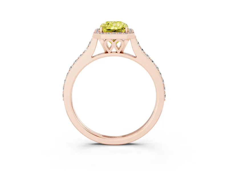 Radiant Cut Halo Engagement Ring Setting for a Fancy Yellow Lab-Grown Diamond | Rose Gold - Design NV-24729