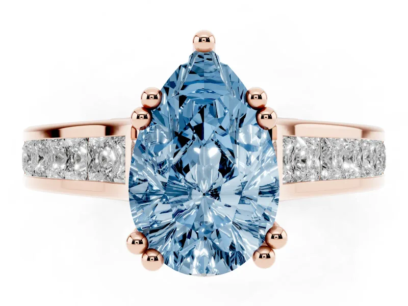 Pear-Shaped Channel Engagement Ring Setting for a Fancy Blue Lab-Grown Diamond | Rose Gold - Design NV-24671