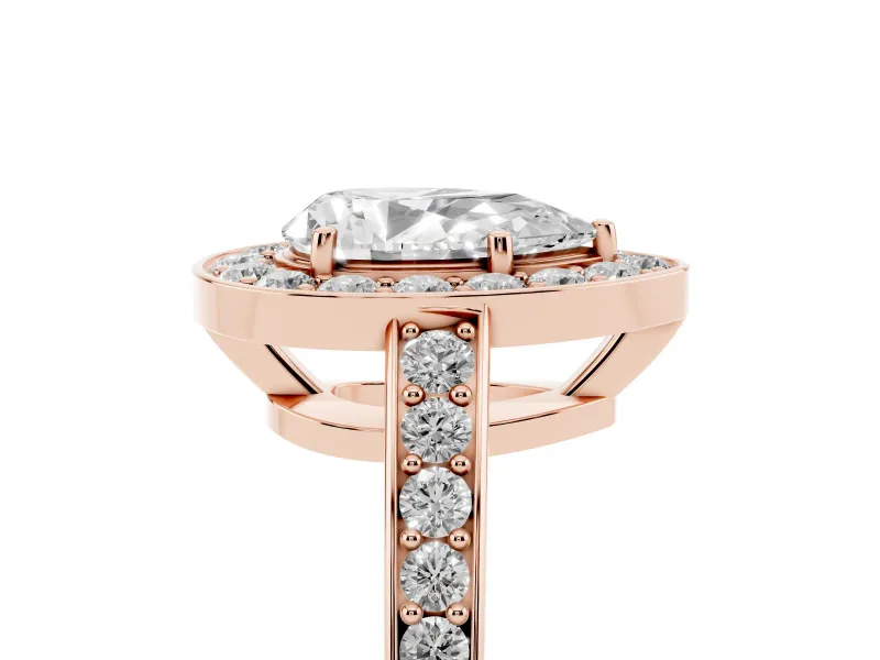 Pear-Shaped Framed Halo Engagement Ring Setting | Graduated Pavé Band | Rose Gold