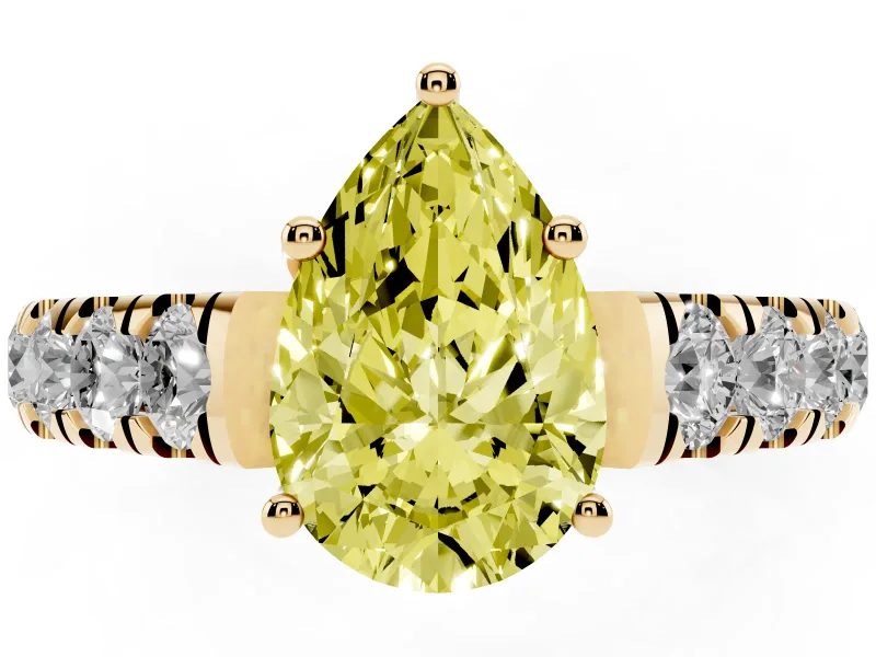 Pear-Shaped Engagement Ring Setting for a Fancy Yellow Lab-Grown Diamond | Yellow Gold - Design NV-24643