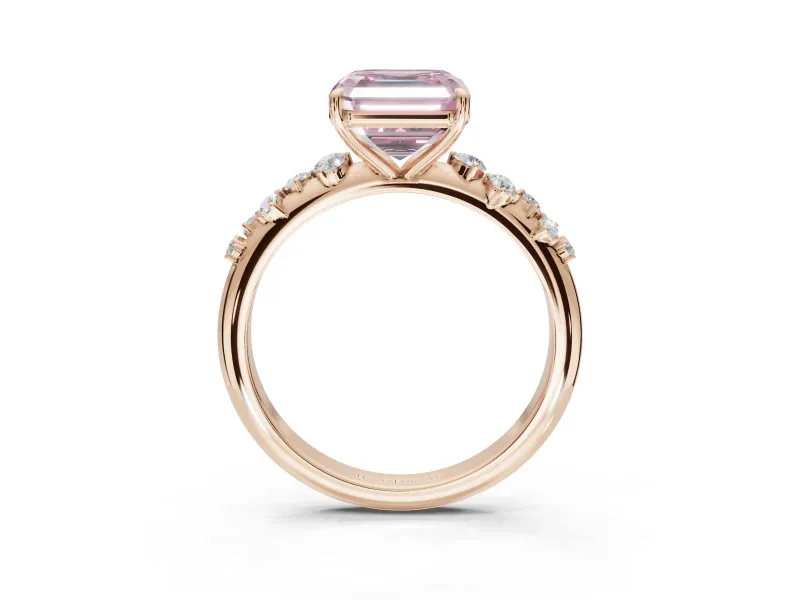Asscher Cut Graduated Solitaire Engagement Ring Setting for a Fancy Pink Lab-Grown Diamond | Rose Gold