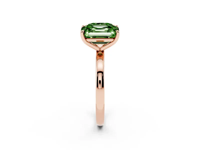 Fancy Green Asscher Cut and Emerald Cut Toi Moi Ring Set in Rose gold with Prong Setting